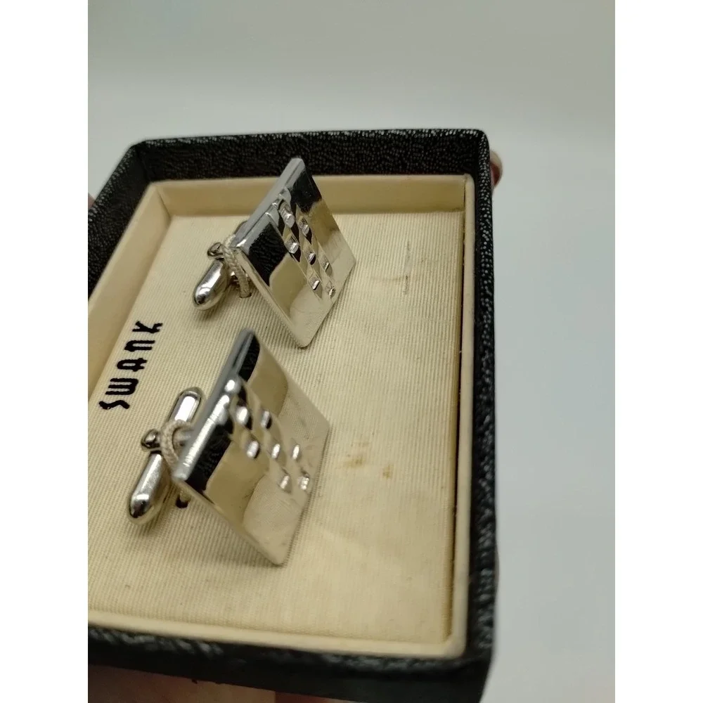 Vintage Men's Swank Silver Tone Cuff Links